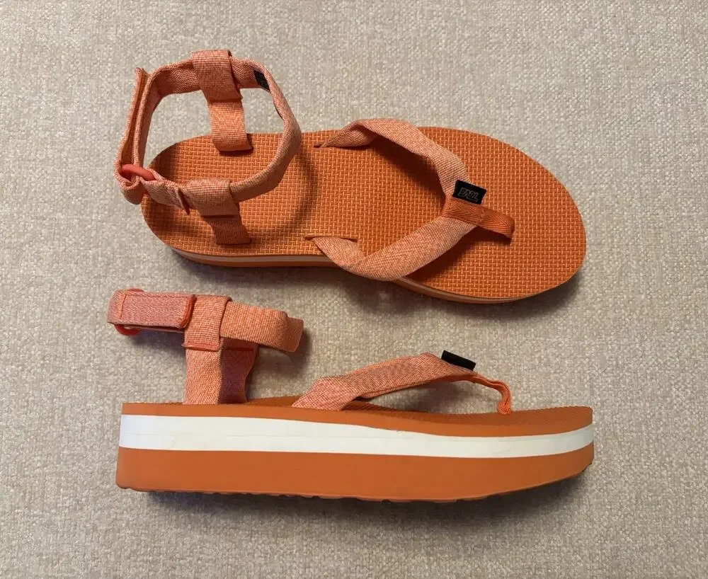 Teva Flatform Universal Orange White Platform Sandals 1008843 Womens Size 11